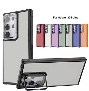 Защитный чехол для кронштейна камеры для Samsung S24 Ultra Plus S23 FE, подставка для объектива, ударопрочный матовый тонкий жесткий чехол для телефона из ПК Samsung S24 чёрный