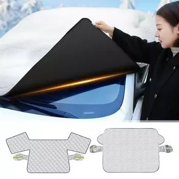 Защитный чехол для лобового стекла автомобиля от снега со светоотражающими предупреждающими полосами, Защитный чехол для лобового стекла от замерзания, толстый магнитный экран для лобового стекла от замерзания