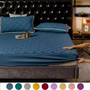 Защитный чехол для матраса, стеганый защитный чехол для матраса, водонепроницаемый наматрасник для кровати, наматрасник с защитой от клещей Pillowcase синий