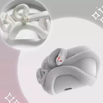 Защитный чехол для наушников 3D Snake Design Ударопрочный, устойчивый к царапинам, защитный чехол для беспроводных наушников Snake для AirPods 4 D белый