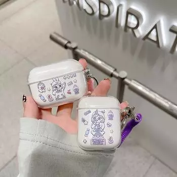 Защитный чехол для наушников Bluetooth Zhitai Cartoon для 2/3 поколения — прозрачный чехол для AirPods для девочек со шнурком. AirPods Pro