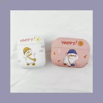 Защитный чехол для наушников Happy dark frosted apple для AirPods 1 2 3 поколения Airpods Pro/Pro 2 Bluetooth-чехол для наушников AirPods 1/2 белый