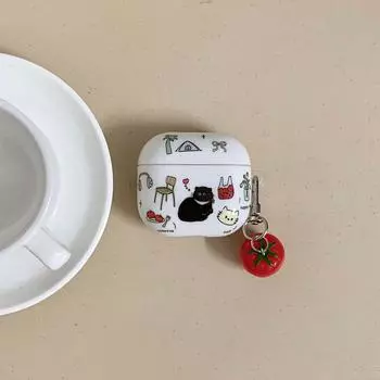 Защитный чехол для наушников Pro2, чехол для наушников второго и третьего поколения, версия с шумоподавлением, третье поколение, четвертое поколение, корейский, милый, забавный, инс Apple Airpods Pro [Illustration cat] send pendant