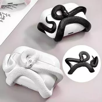 Защитный чехол для наушников Snake для Airpods Pro/Pro 2 Creative 3D Snake Design Earphone B светло-розовый