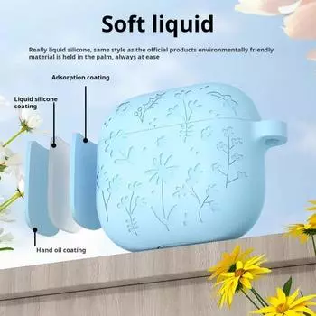 Защитный чехол для наушников, защитный чехол для зарядки, ударопрочный, утолщенный, полностью покрывающий силиконовый чехол светло-синий