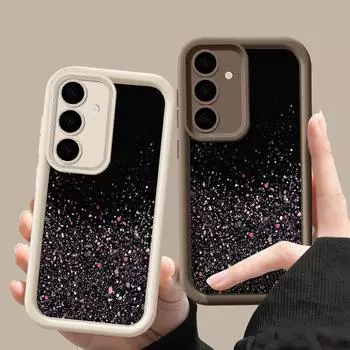 Защитный чехол для объектива Samsung S25 S24 S22 Ultra Plus S23 S21 S20 Fe A55 A54 A53 A52 A35 A34 A15 A14 5g Sequin противоударный силиконовый мягкий чехол Samsung S24 кофейный