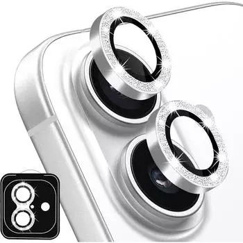 Защитный чехол для объектива камеры Bling Glitter для iPhone 16 Pro Max 15 Plus 14 13 Mini 12 11 Iphone16 16Plus 16Pro 15Plus Защитные аксессуары для телефонов For iPhone 16 серебряный