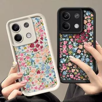 Защитный чехол для объектива с цветочным узором для Xiaomi Poco X6 X5 13t 11t Pro Redmi Note 13 12 11 10 Pro противоударный силиконовый мягкий чехол Redmi Note 13 4G чёрный