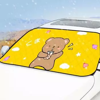 Защитный чехол для переднего стекла автомобиля, летний солнцезащитный козырек, зимняя защита от мороза, утолщение, милый универсальный защитный чехол с рисунком из мультфильма 93cm143cm