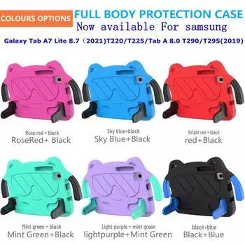 Защитный чехол для планшета Samsung Tab A7 Lite 8,7 дюйма EVA с полкой-кронштейном Samsung Galaxy Tab A7 Lite 8.7 t220/Tab 8.0/T290 мятный зеленый/светло-фиолетовый