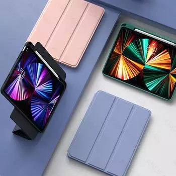 Защитный чехол для планшета, силиконовый чехол с гнездом для ручки, магнитный, вращающийся на 360 градусов, складной дизайн, совместимый с Air4 Air4 чёрный