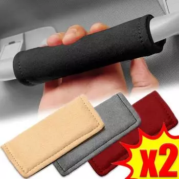 Защитный чехол для ручки двери автомобиля, многофункциональный поручень на крышу, замшевая накладка на ремень безопасности, защита плеча, украшение салона автомобиля 1pcs серый