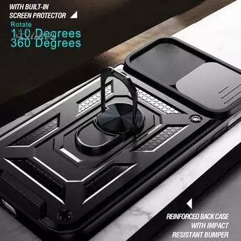 Защитный чехол для телефона Магнитные пластиковые защитные чехлы против царапин с металлическим кольцом для iPhone 13/13 Mini/13 Pro/13 Pro Max for iPhone 13 Pro чёрный