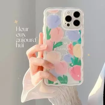 Защитный чехол для телефона с блестящей звездой, цветком тюльпана Art Ins для Iphone Xr Xs Max 12 Mini Promax 11 13 7 8 Plus, милая задняя крышка, капа for iphone 13promax