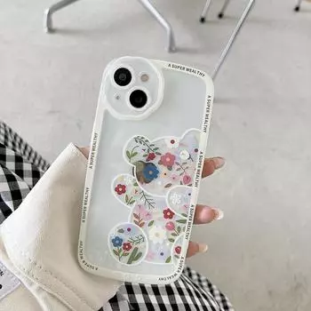 Защитный чехол для телефона с цветочным принтом для камеры Iphone X Xr 11 12 Pro Max 13 Promax Xsmax 8 7 Plus Ins Bear противоударный чехол сзади for 7plus or 8plus