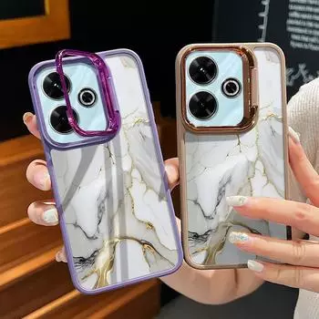 Защитный чехол для телефона с подставкой для объектива Xiaomi Poco X6 X5 Pro Redmi Note 13 12 11 Pro 10, противоударный, с мраморной текстурой, матовый, мягкий, тонкий чехол из ТПУ Redmi Note 13 4G чёрный