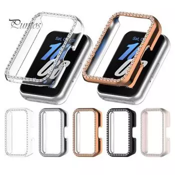 Защитный чехол для умных часов со сверкающим искусственным бриллиантом, противоударный, ударопрочный, защитный корпус для часов для SamsungGalaxy Fit3 чёрный