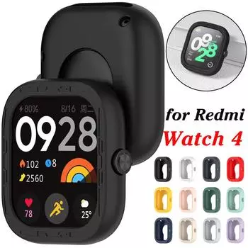 Защитный чехол для Xiaomi Redmi Watch 4, аксессуары для смарт-часов, силиконовый защитный чехол для Redmi Watch 4 for Redmi watch 4 чёрный