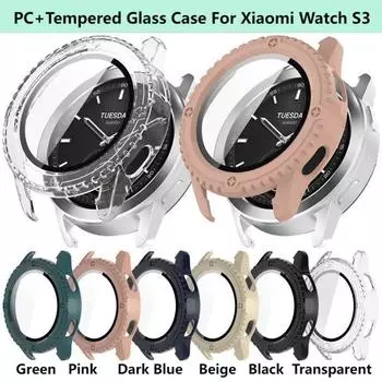 Защитный чехол для Xiaomi Watch S3 Shell Cover Закаленное стекло Пленка и жесткий ПК для Mi Watch S3 Защитная пленка для экрана Аксессуары Xiaomi Watch S3 прозрачный