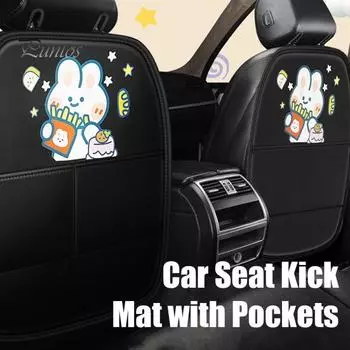 Защитный чехол для заднего сиденья автомобиля из искусственной кожи, водонепроницаемые коврики с карманами для хранения, прочный чехол для заднего сиденья для детей, универсальная посадка для внедорожников, грузовиков D