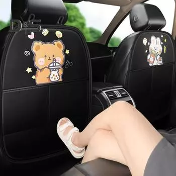 Защитный чехол для заднего сиденья автомобиля из искусственной кожи, водонепроницаемые коврики с карманами для хранения, прочный чехол для заднего сиденья для детей, универсальная посадка для внедорожников, грузовиков A