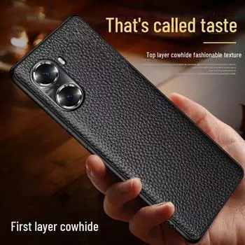 Защитный чехол Honor 60/60SE/60Pro из натуральной кожи с узором личи dark brown. Honor 50SE темно-коричневого