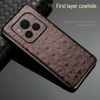 Защитный чехол Honor Magic6 Ultimate Edition из натуральной кожи с рисунком под страуса — универсальный чехол для Magic6Pro Honor Magic 4 Pro