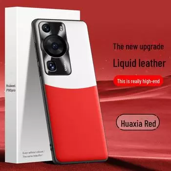 Защитный чехол Huawei P60 Liquid Leather Anti-Fall, цельный чехол Huawei P60pro красный/белый