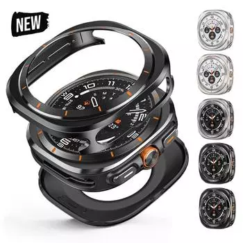 Защитный чехол из алюминиевого сплава для Samsung Galaxy Watch Ultra Men, чехол для SAMSUNG ULTRA, аксессуары для защиты экрана Galaxy watch ultra чёрный/оранжевый