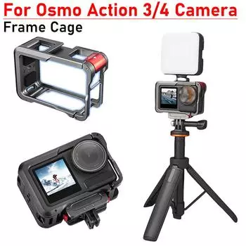 Защитный чехол из алюминиевого сплава с металлической рамкой и отверстием для холодного башмака 1/4 дюйма для аксессуаров для экшн-камеры DJI Osmo Action 3/4