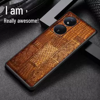 Защитный чехол из натуральной кожи с полным покрытием для Honor Play 50 и 50Plus Honor Play 40 коричневый