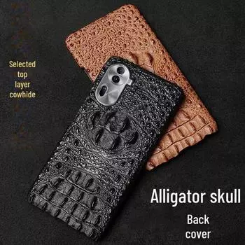 Защитный чехол из натуральной воловьей кожи с изображением черепа для OPPO Reno11/Reno11Pro Reno4 SE