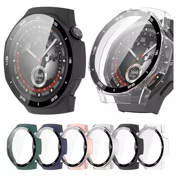 Защитный чехол из ПК и закаленного стекла для Huawei Watch GT5 Pro 46 мм, полноэкранный защитный чехол, бампер For Huawei GT5 Pro 46mm чёрный