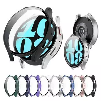 Защитный чехол из ПК + закаленного стекла для Samsung Galaxy Watch 6, 40 мм, 44 мм, полноэкранный защитный чехол Galaxy Watch 6 40mm прозрачный