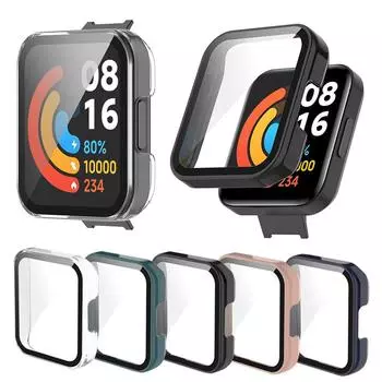 Защитный чехол из ПК + закаленного стекла для Redmi Watch 2 Lite, защитная пленка для экрана с полным покрытием, чехол для Xiaomi Mi Watch Lite For Redmi Watch чёрный