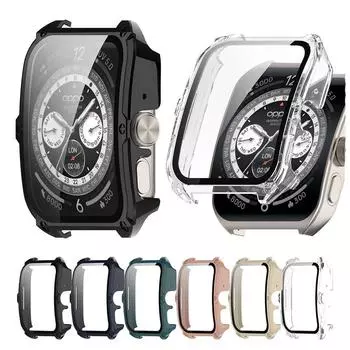 Защитный чехол из ПК + закаленного стекла для OPPO Watch 4 Pro, полноэкранный защитный чехол-бампер чёрный