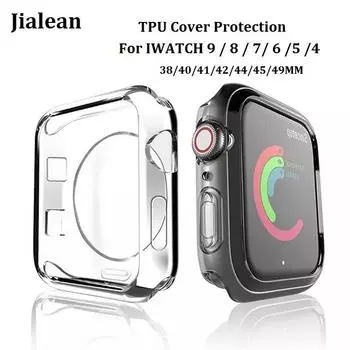 Защитный чехол из ТПУ для Apple Watch 9/Ultra 2/WATCH 8/7 6 5 4 45 мм Защитная пленка для экрана для IWATCH SE/3/2/1 38 мм/42 мм/49 мм