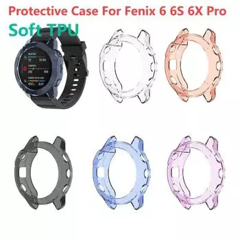 Защитный чехол из ТПУ для умных часов Garmin Fenix 6 6S 6X Pro, прозрачный мягкий силиконовый защитный чехол, аксессуары Fenix 6 6Pro фиолетовый