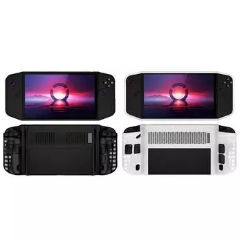 Защитный чехол из ТПУ, противоударный с защитной крышкой на подставке, противоударный, нескользящий для портативной игровой консоли Lenovo Legion Go чёрный