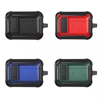 Защитный чехол из углеродного волокна для AirPods Pro 2 Airpods Pro чёрный/зелёный