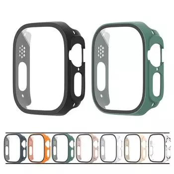 Защитный чехол из закаленного стекла для Apple Watch Series Ultra 9, 8, 7, 6, 5, 3, 2 Se, 49 мм, 45, 49 мм, 45 мм, 40 мм, 41 мм, 44 мм, аксессуары для защиты пленки 38mm белый