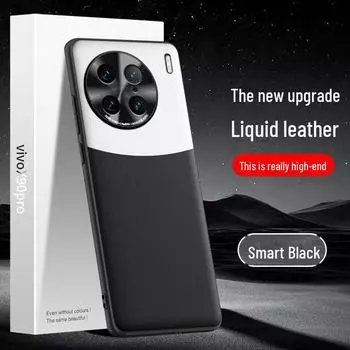 Защитный чехол из жидкой кожи для защиты от падения для чехла для телефона vivo X90 Pro — цельный vivoX90pro чёрный/белый