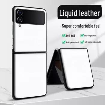 Защитный чехол из жидкой кожи Samsung ZFlip4 от падения с высоты: Цельный чехол Samsung Z Flip4 мальвовый