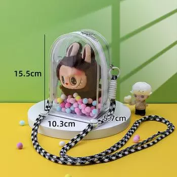 Защитный чехол Labubu Labubu Сидящая вечеринка 15/17 см Хлопковая кукла Сумка для боли в плече ПВХ Сумка для хранения Сумка для прогулок Labubu Пылезащитная