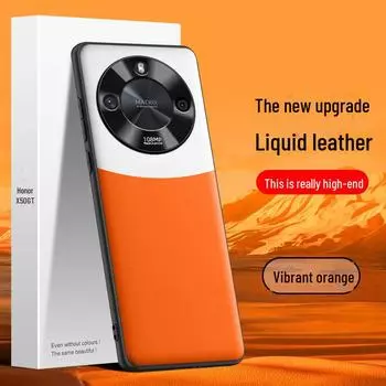 Защитный чехол Liquid Leather Anti-Fall для Honor X50GT — комплексное решение для защиты от падений и пятен! Honor X50GT оранжевый/белый