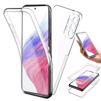 Защитный чехол на 360° для Samsung Galaxy S22 Ultra S21 Plus A23 A53 A33 A73 A13 A22 A32 A52 A12 M23 M13 M32 4G 5G двойной прозрачный силиконовый чехол Samsung Galaxy A52 чистый