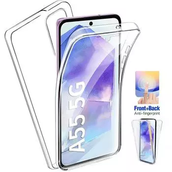 Защитный чехол на 360 градусов для телефона Samsung Galaxy A55 A05S A15 A25 A35 A54 A04S A14 A24 A34 5G S22 S23 S24 Ultra Plus, двойной прозрачный мягкий чехол For Samsung S24 Ultra чистый