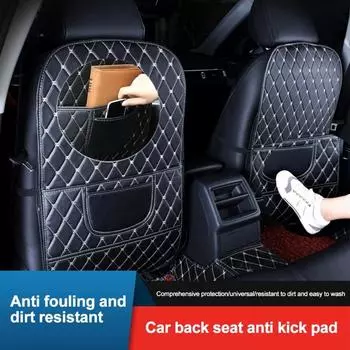Защитный чехол на спинку автомобильного сиденья из искусственной кожи, детский противоударный коврик с сумкой для хранения, автомобильные чехлы на задние сиденья, автомобильные чехлы, анти-детские удары, анти-грязевая накладка L