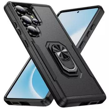 Защитный чехол-подставка для Samsung Galaxy S25 Ultra S24 Plus FE 5G Чехол-кольцо для Samsung S25 for Galaxy S25 чёрный