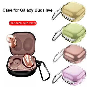 Защитный чехол Прозрачный чехол для ПК для наушников Galaxy Buds live с крючком чистый